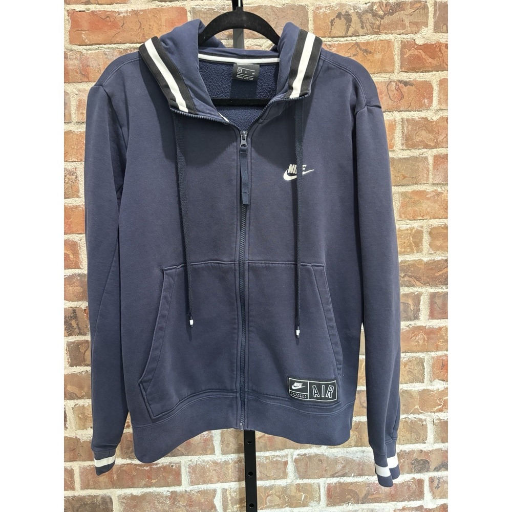 Men's Nike Air Jacket, Adult Small, Navy Nike Zip Up Jacket w/ Striped Hood